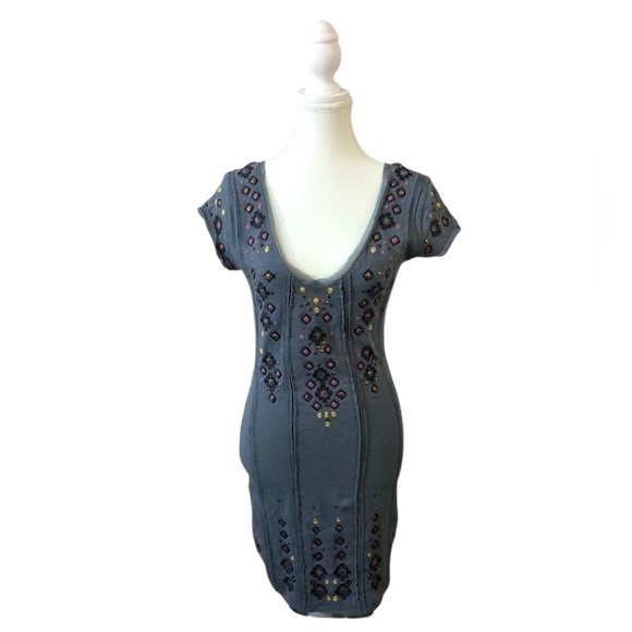 Free People - Embroidered sequins body-con mini dress - Picture 2 of 9